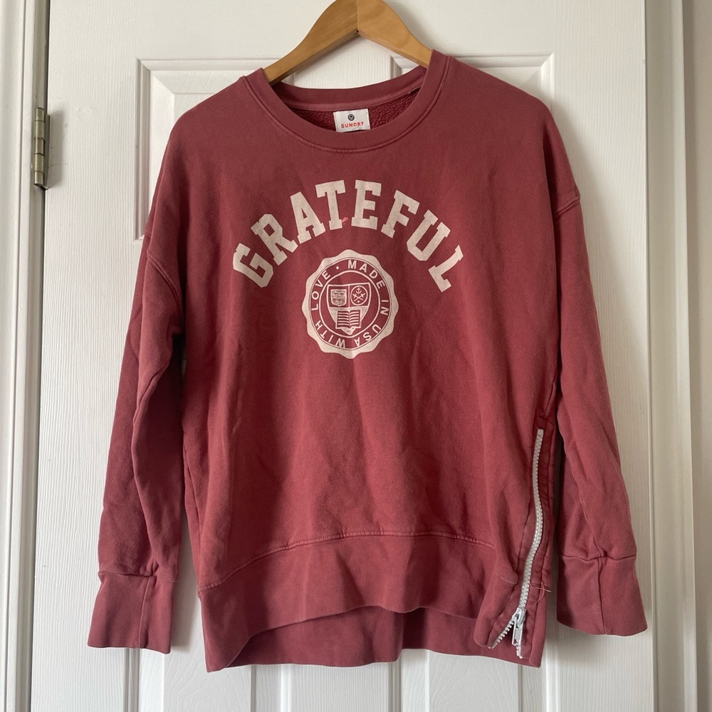 Sundry Grateful Brick Red Pullover 0359